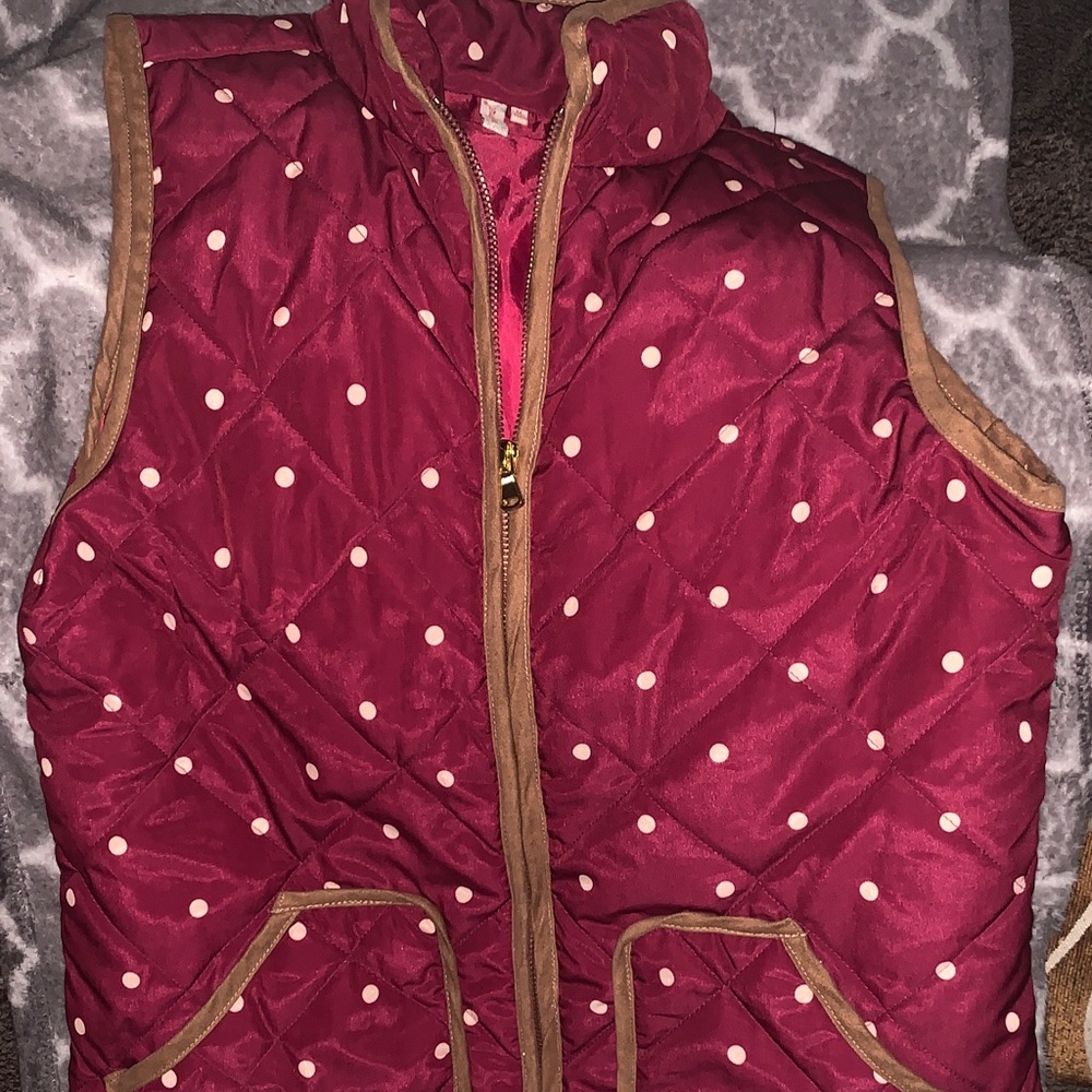Red Camel- Burgundy Polka Dot Vest